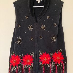 🎄Christmas Vest with Poinsettias, Medium 🎄